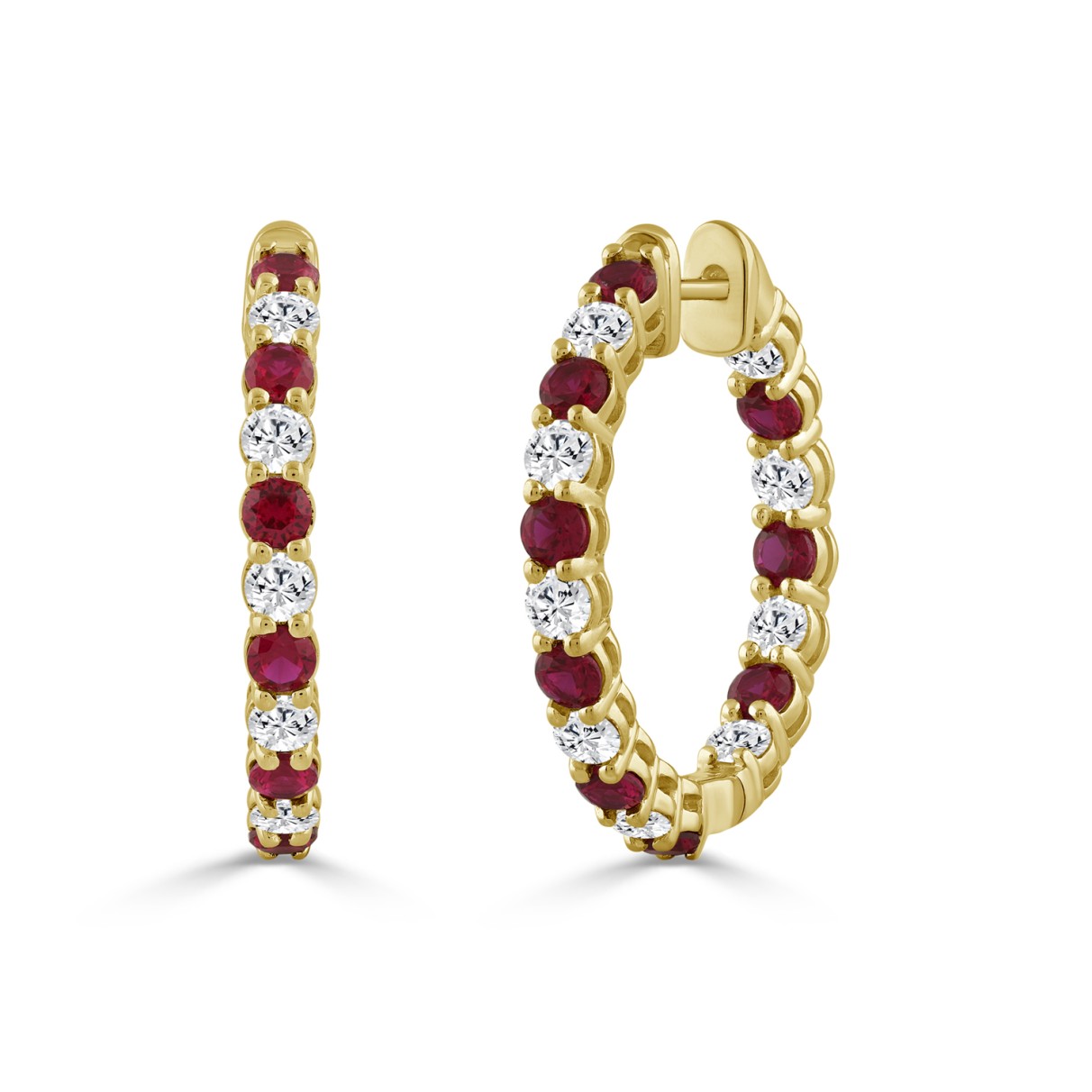 14K YELLOW GOLD 3 3/8CT ROUND/RUBY ROUND DIAMOND L...