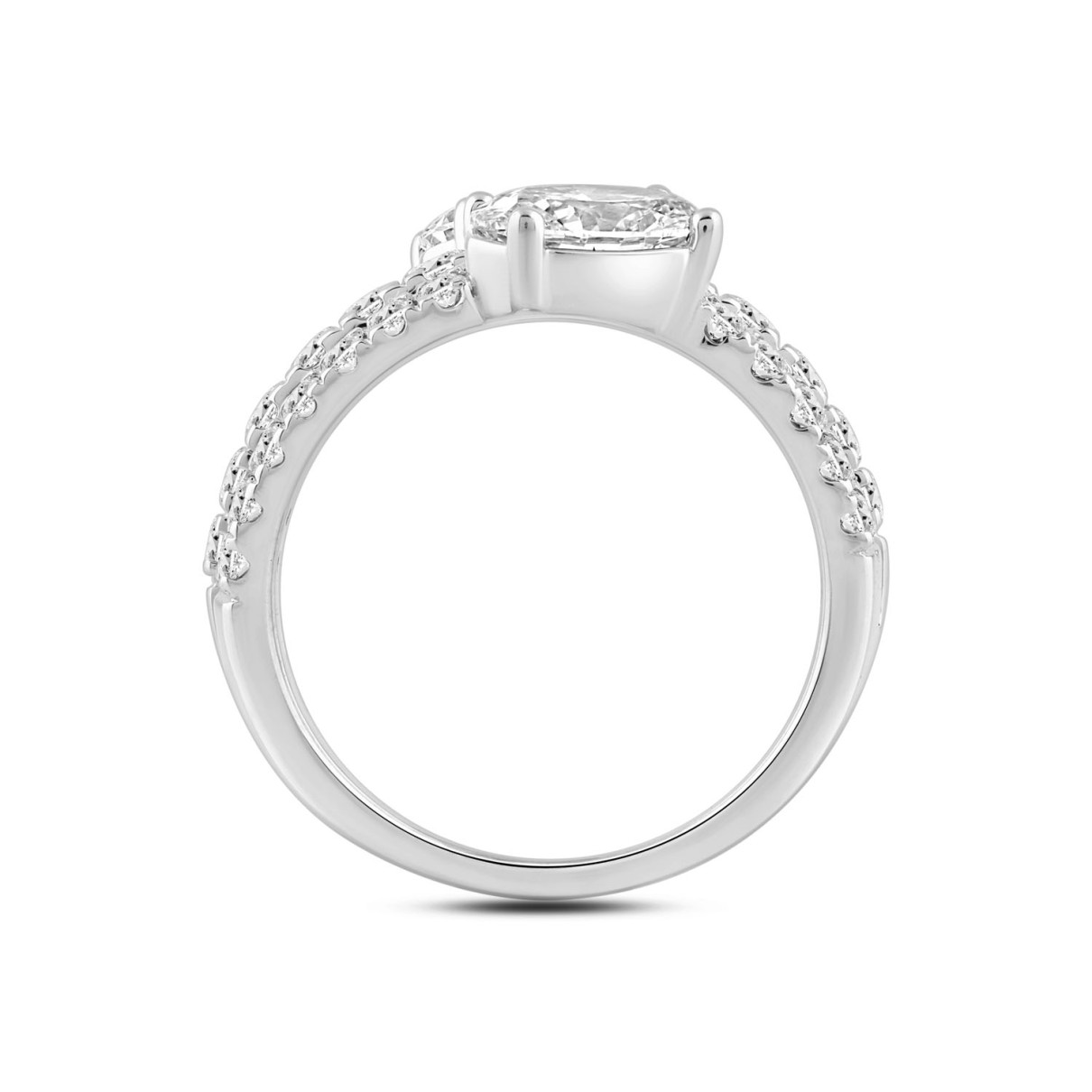 LADIES RING 3.00CT ROUND/PEAR/OVAL DIAMOND 14K WHITE GOLD 