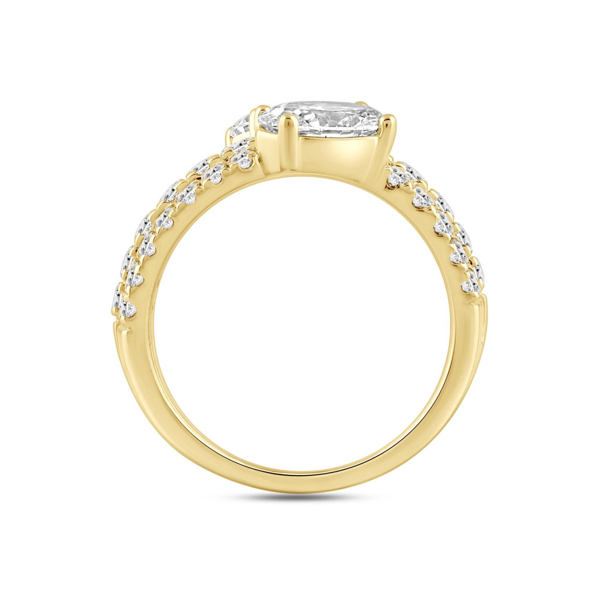 LADIES RING 3.00CT ROUND/PEAR/OVAL DIAMOND 14K YELLOW GOLD 