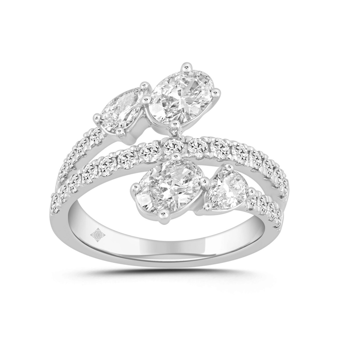 LADIES RING 2.00CT ROUND/OVAL/PEAR DIAMOND 14K WHITE GOLD 