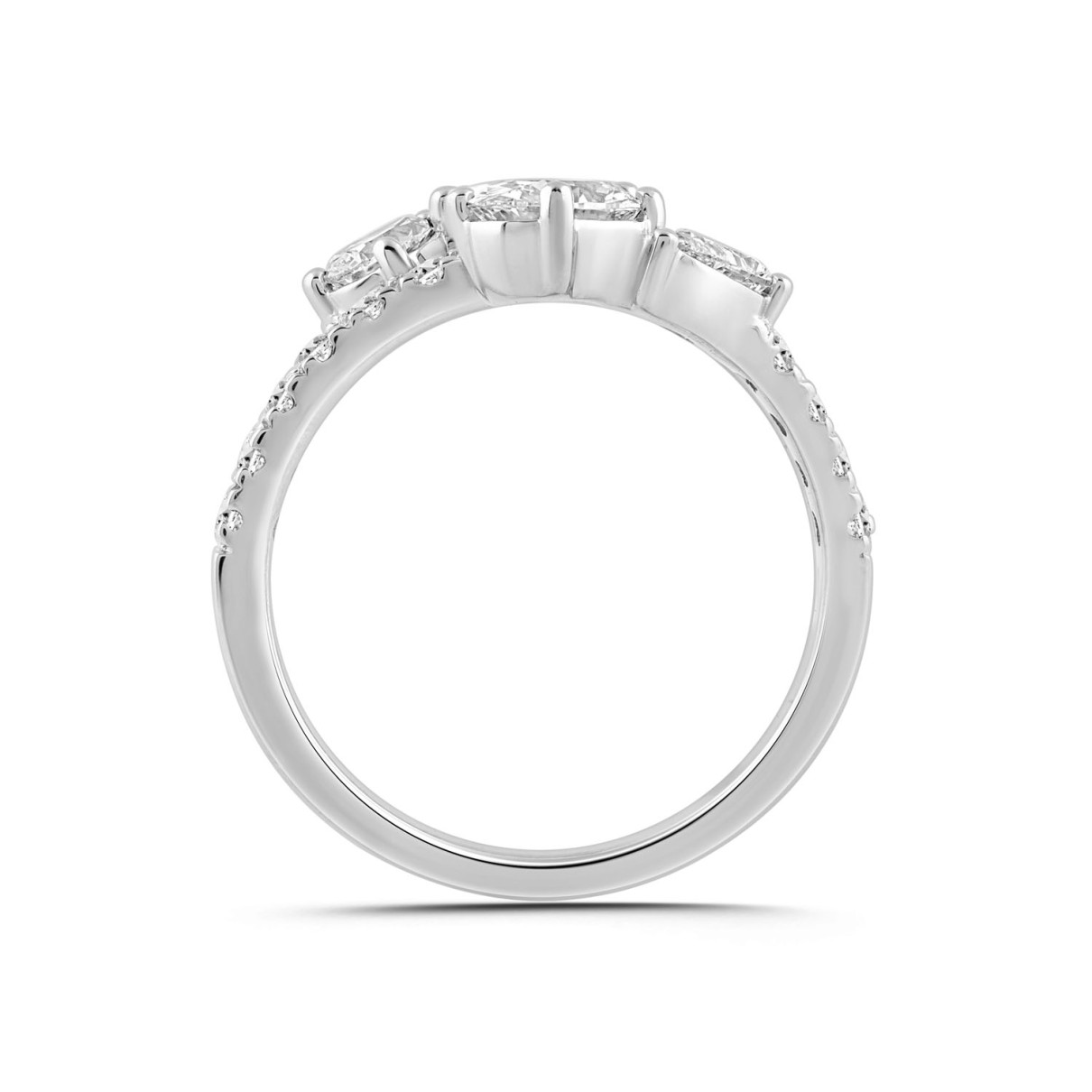 LADIES RING 2.00CT ROUND/OVAL/PEAR DIAMOND 14K WHITE GOLD 