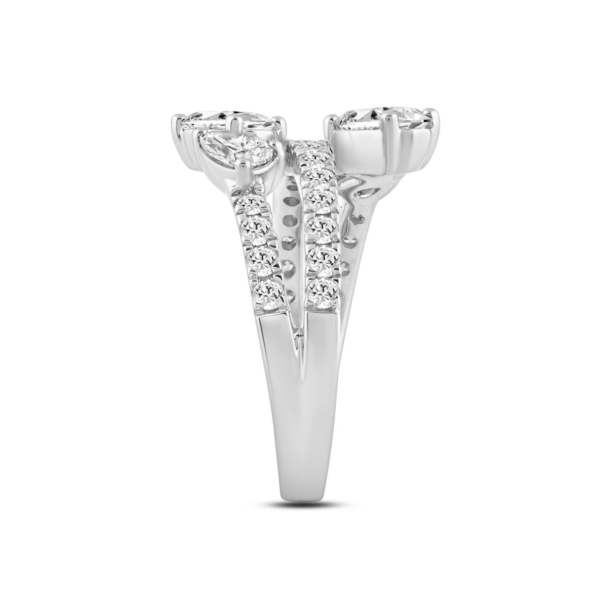 LADIES RING 2.00CT ROUND/OVAL/PEAR DIAMOND 14K WHITE GOLD 