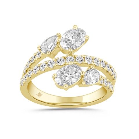 LADIES RING 2.00CT ROUND/OVAL/PEAR DIAMOND 14K YELLOW GOLD 