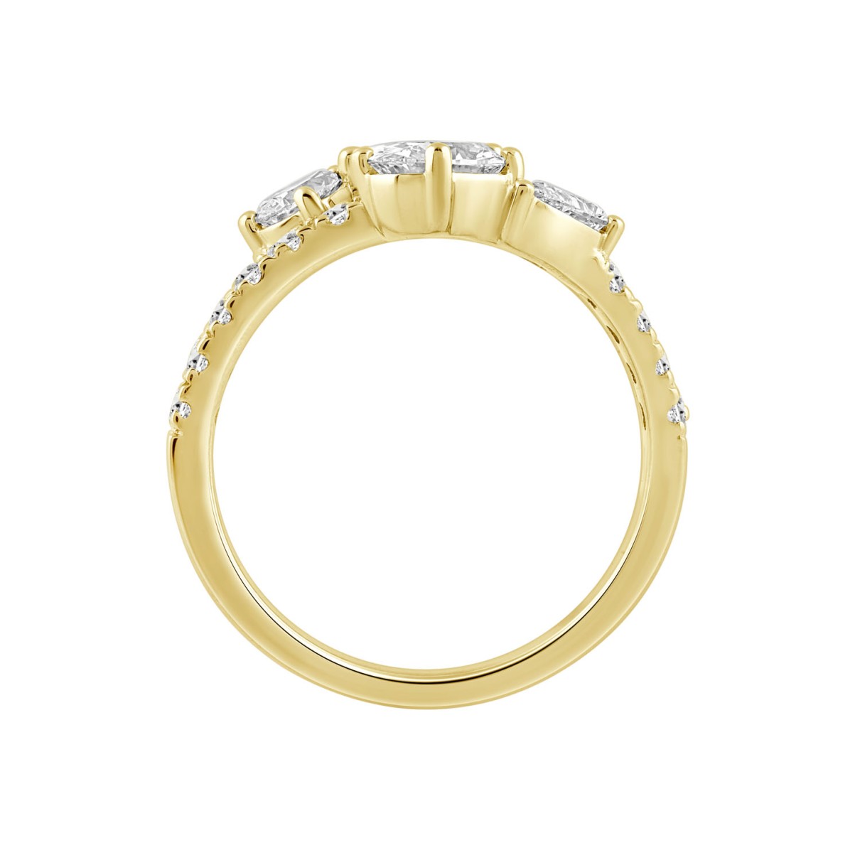 LADIES RING 2.00CT ROUND/OVAL/PEAR DIAMOND 14K YELLOW GOLD 