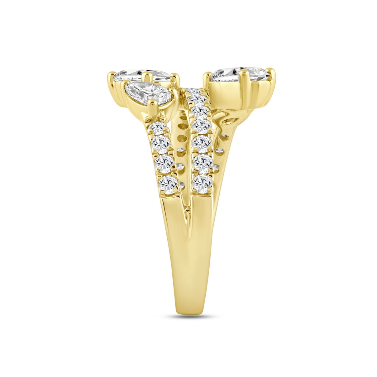 LADIES RING 2.00CT ROUND/OVAL/PEAR DIAMOND 14K YELLOW GOLD 