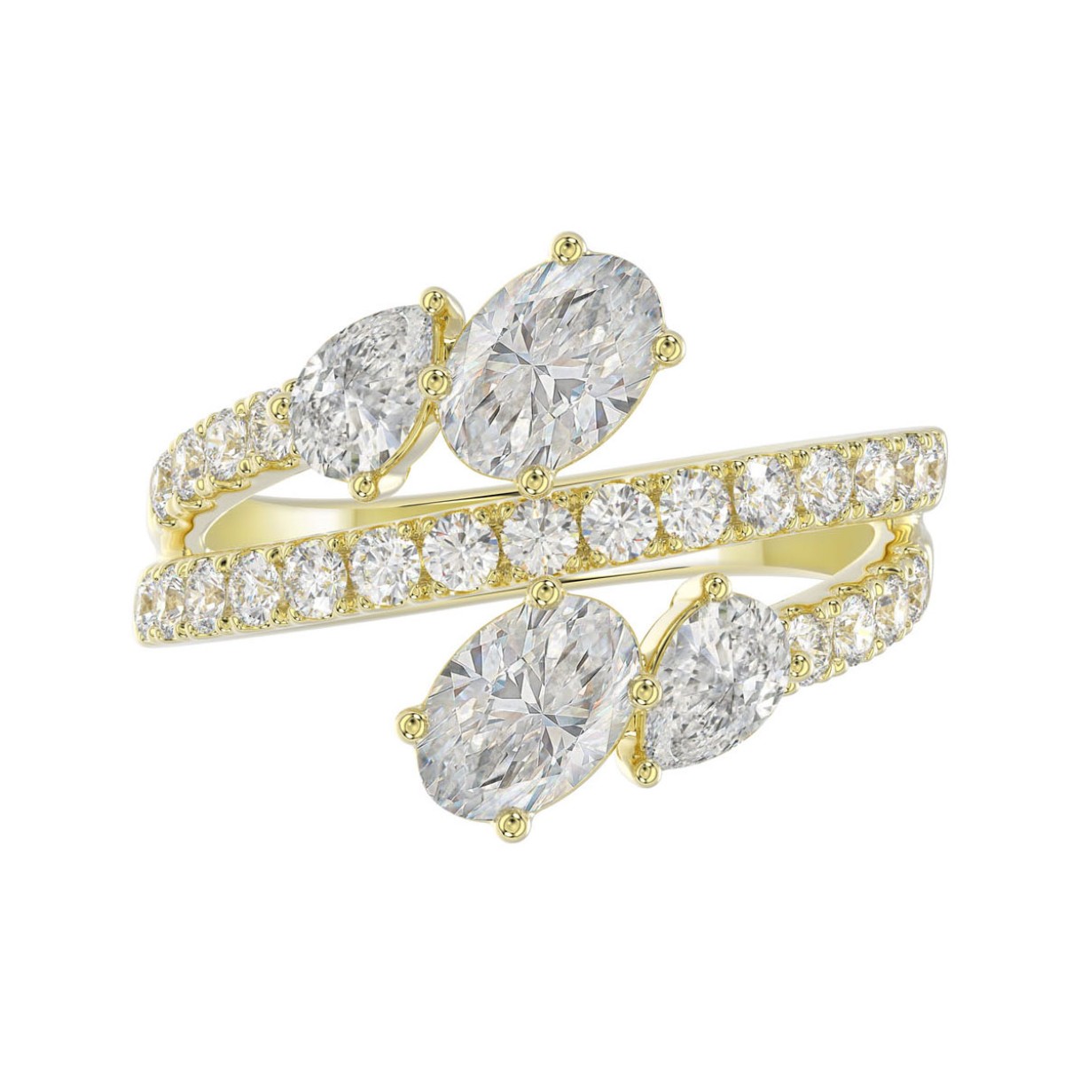 LADIES RING 2.00CT ROUND/OVAL/PEAR DIAMOND 14K YELLOW GOLD 