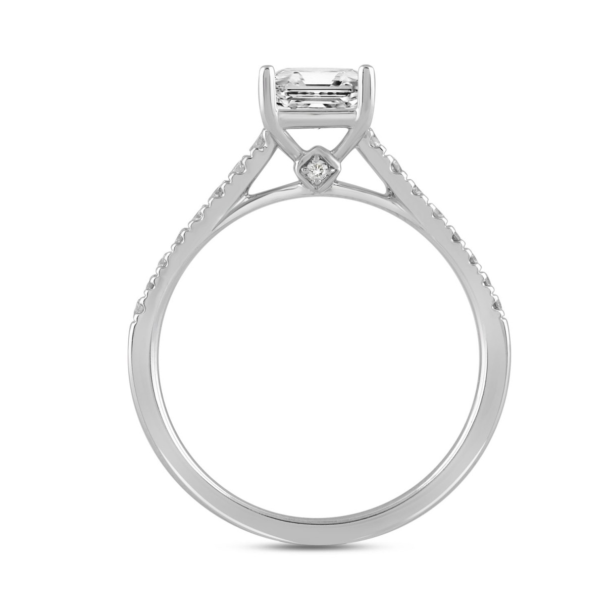 LADIES RING ROUND/RADIANT DIAMOND 14K WHITE GOLD (CENTER STONE RADIANT DIAMOND 1 1/2CT )