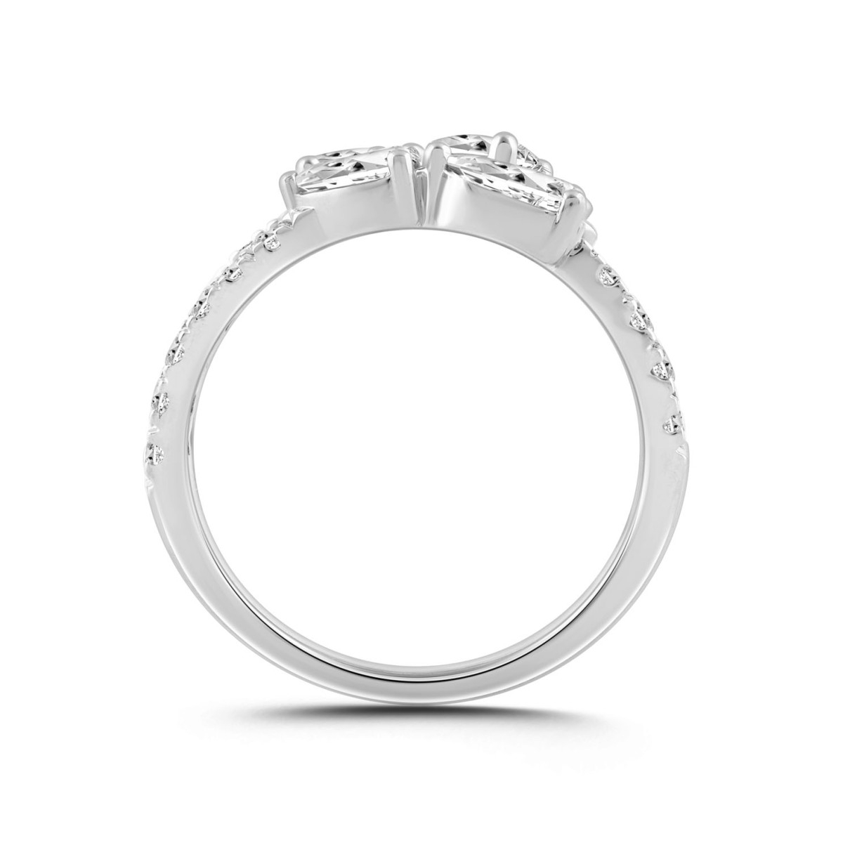 LADIES RING 2 1/2CT ROUND/PEAR DIAMOND 14K WHITE GOLD 