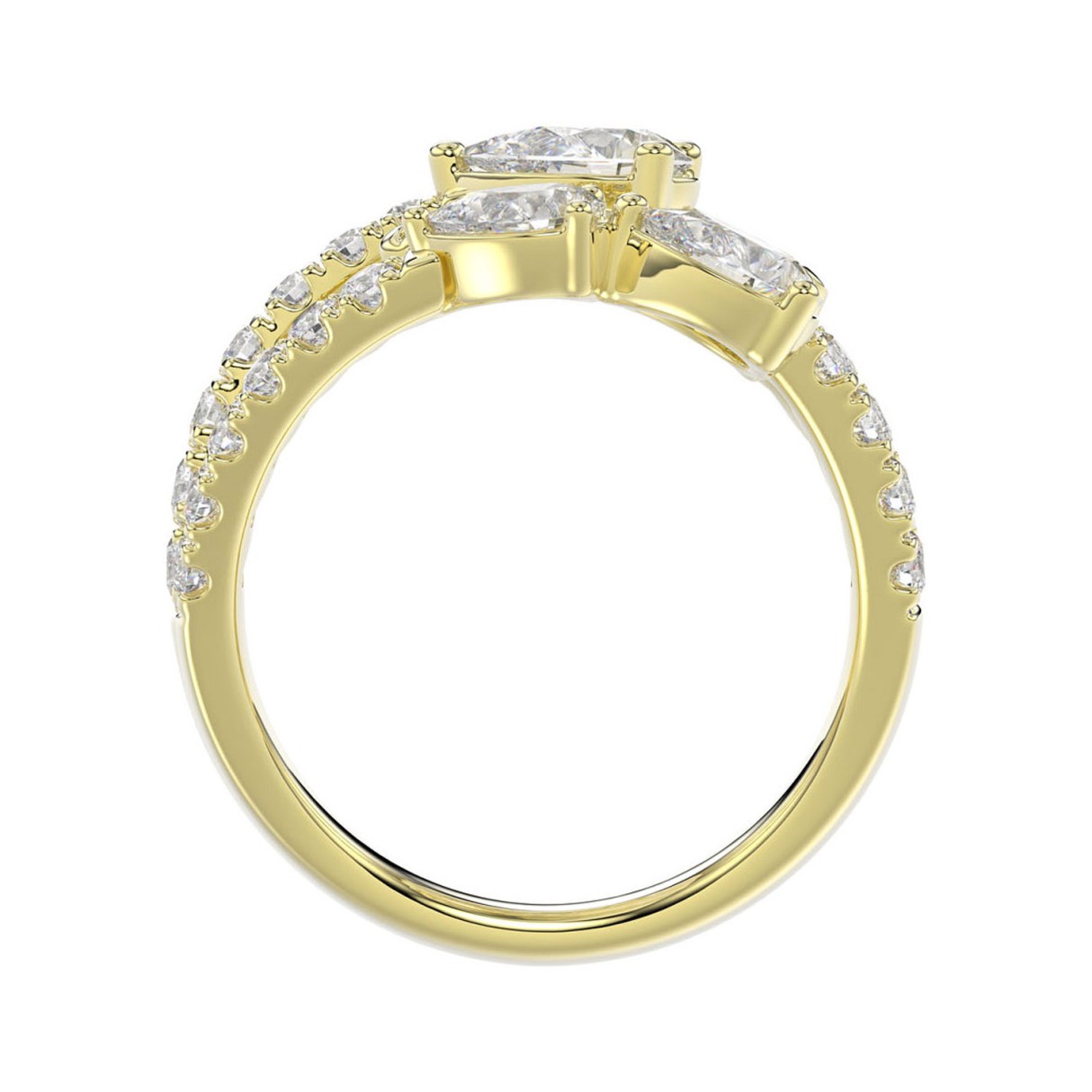 18K YELLOW GOLD 2 1/2CT ROUND/PEAR DIAMOND LADIES RING 