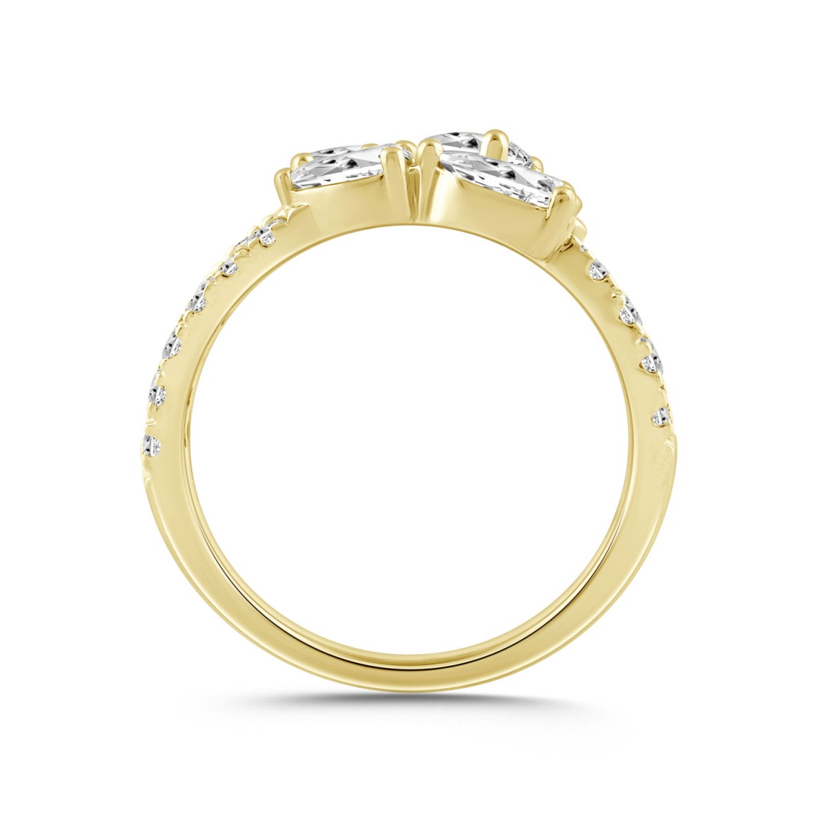 LADIES RING 2 1/2CT ROUND/PEAR DIAMOND 14K YELLOW GOLD 