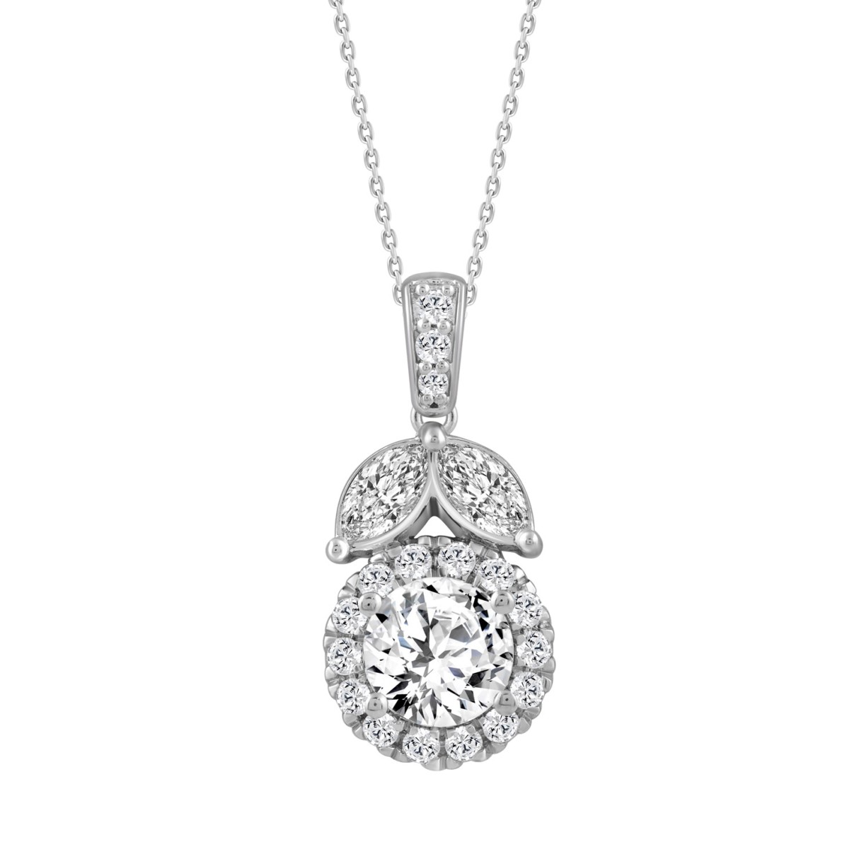14K WHITE GOLD 1 1/4CT ROUND/MARQUISE DIAMOND LADI...