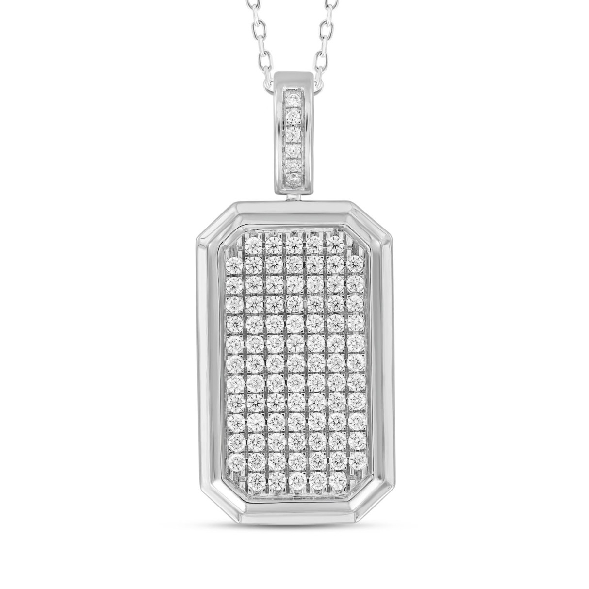 MEN'S CHARM PENDANT 3CT ROUND DIAMOND 10K WHITE GO...