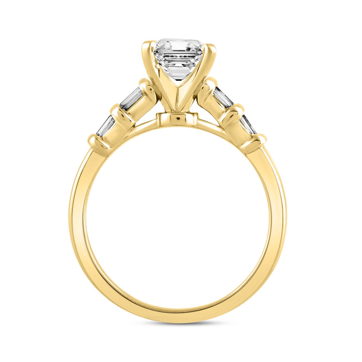 LADIES RING 2 1/4CT BAGUETTE/EMERALD DIAMOND 14K YELLOW GOLD (CENTER STONE EMERALD DIAMOND 2.00CT )