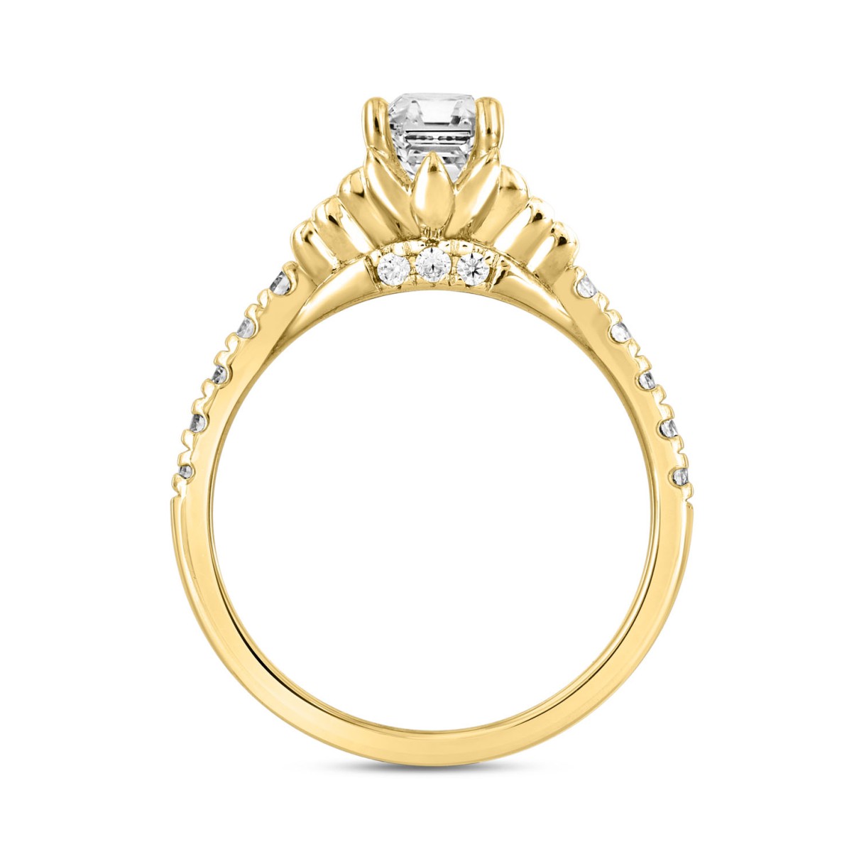 LADIES RING 2.00CT ROUND/BAGUETTE/EMERALD DIAMOND 14K YELLOW GOLD (CENTER STONE EMERALD DIAMOND 1 1/2CT)