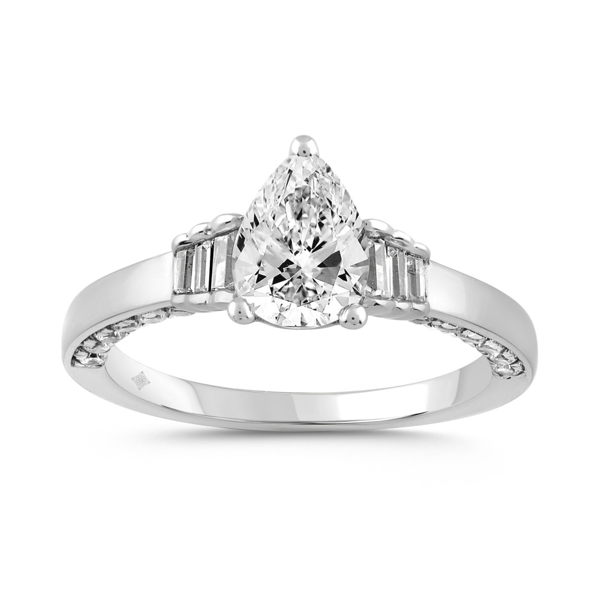 LADIES RING 2.00CT ROUND/BAGUETTE/PEAR DIAMOND 14K...