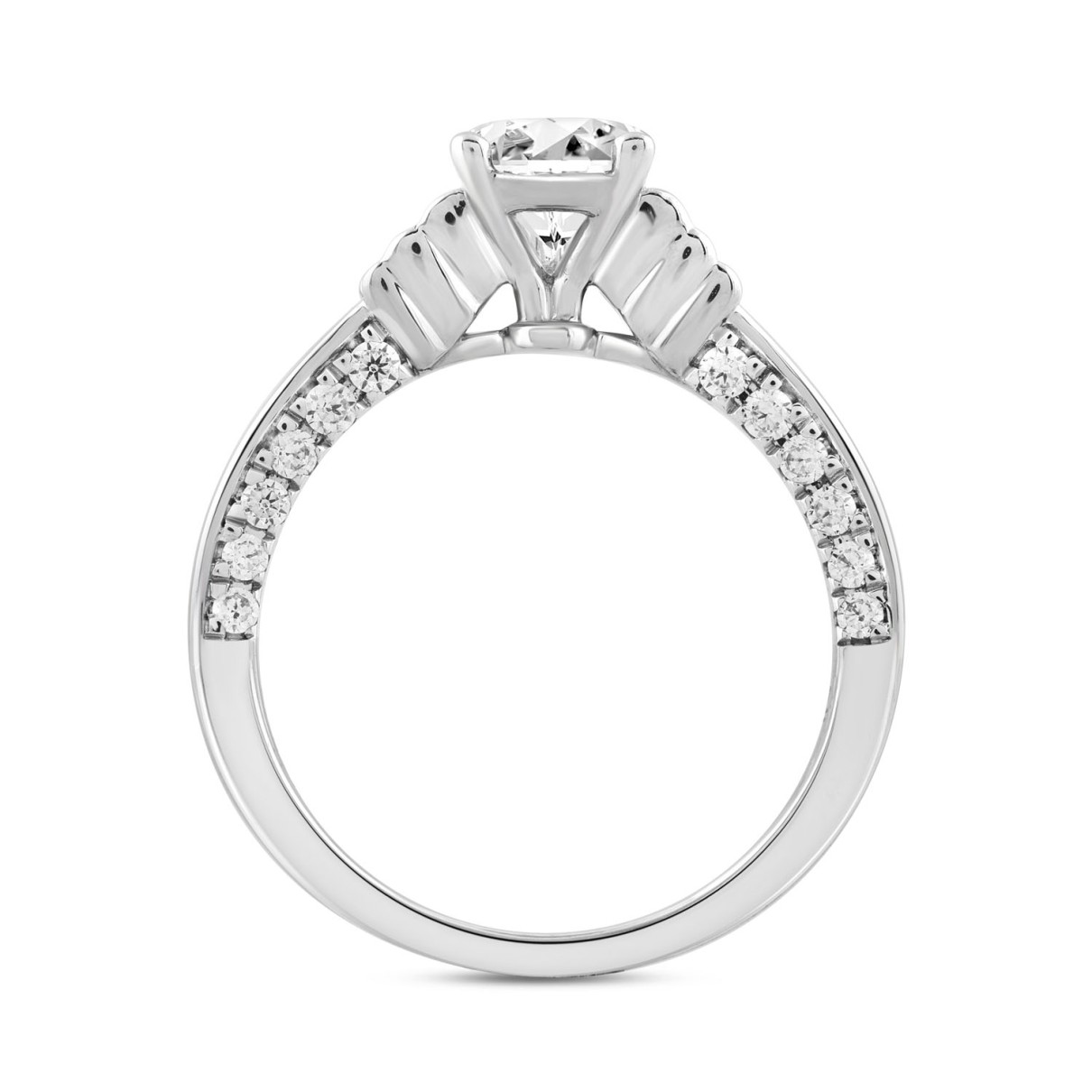 LADIES RING 2.00CT ROUND/BAGUETTE/PEAR DIAMOND 14K WHITE GOLD (CENTER STONE PEAR DIAMOND 1 1/2CT)