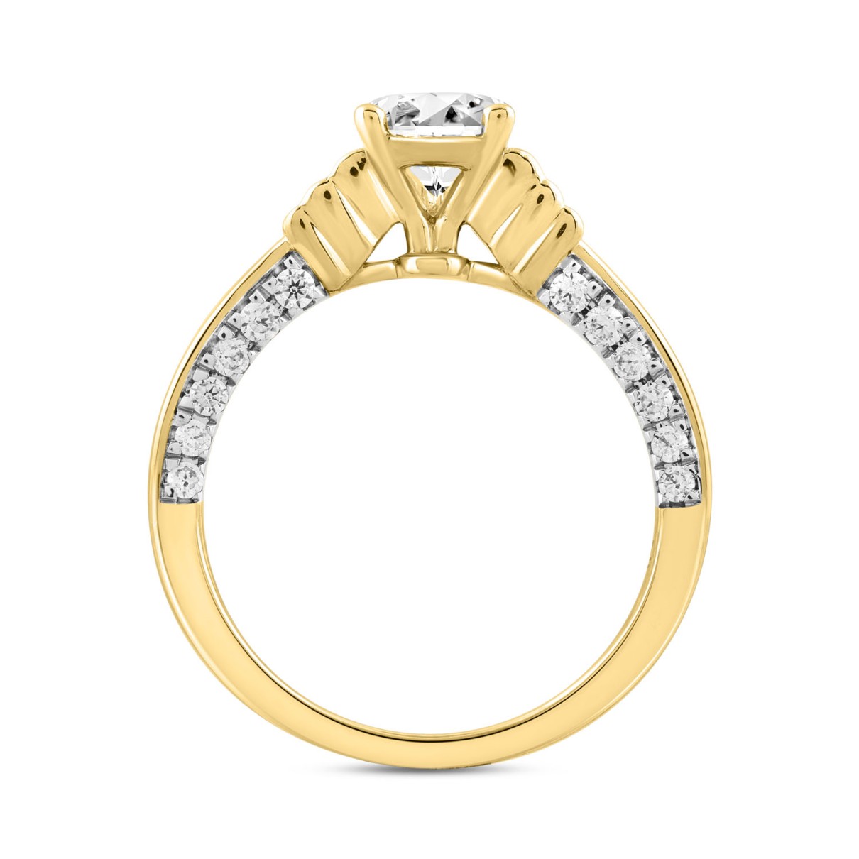 LADIES RING 2.00CT ROUND/BAGUETTE/PEAR DIAMOND 14K YELLOW GOLD (CENTER STONE PEAR DIAMOND 1 1/2CT)