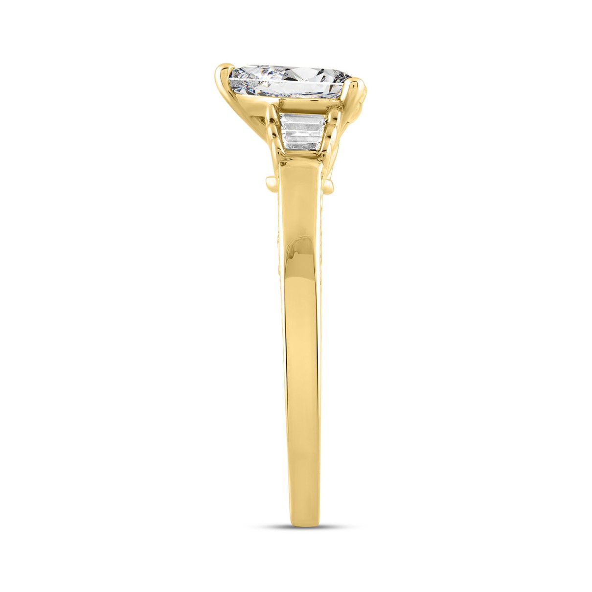 LADIES RING 2.00CT ROUND/BAGUETTE/PEAR DIAMOND 14K YELLOW GOLD (CENTER STONE PEAR DIAMOND 1 1/2CT)