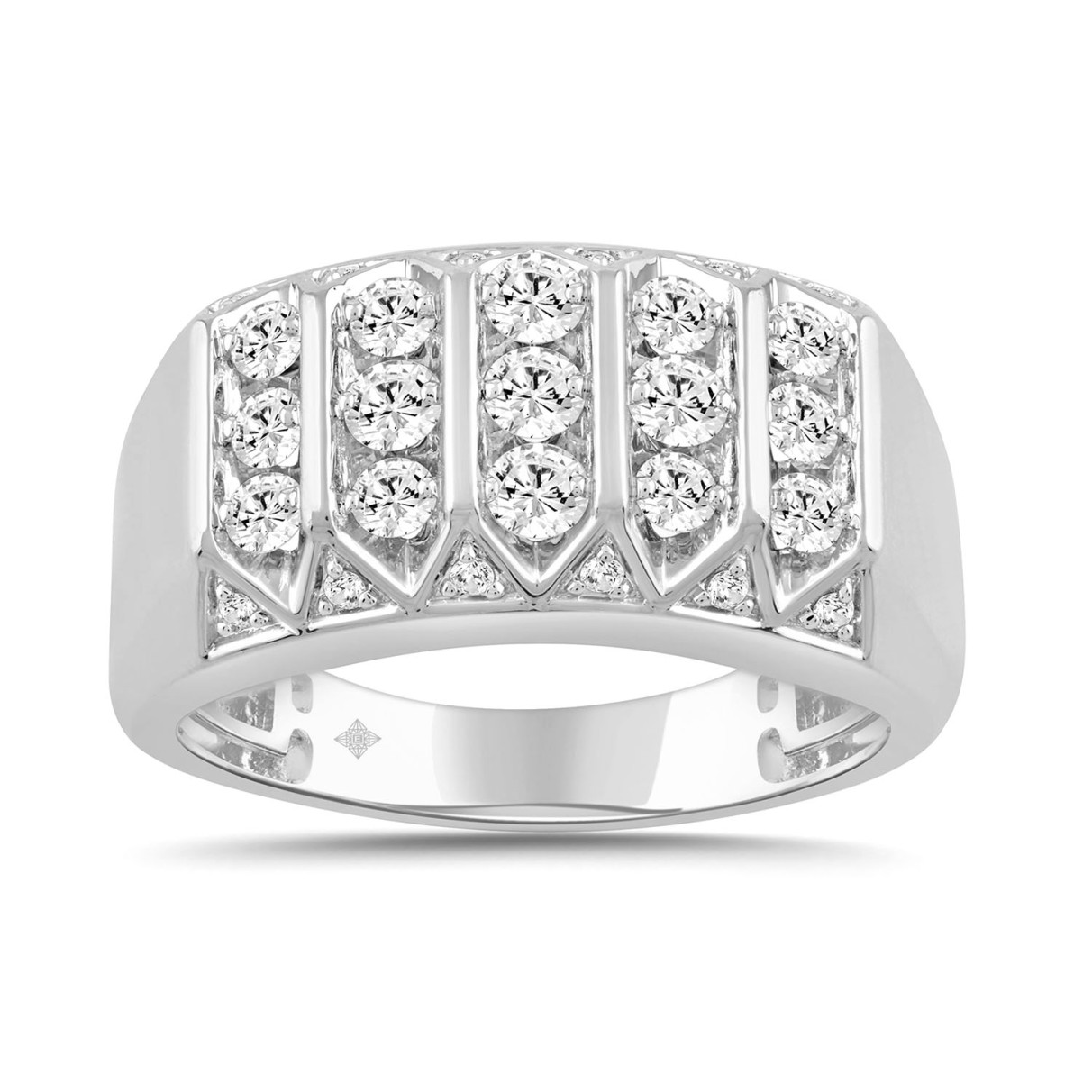 10K WHITE GOLD 1.00CT ROUND DIAMOND MEN'S RING...