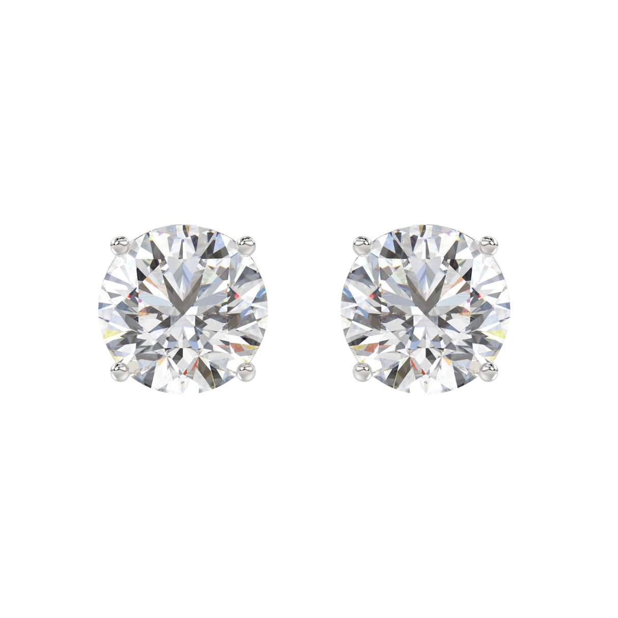 LADIES SOLITAIRE EARRINGS 6CT ROUND DIAMOND 14K WHITE GOLD 