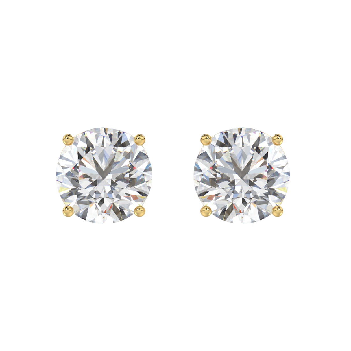 LADIES SOLITAIRE EARRINGS 6CT ROUND DIAMOND 14K YE...