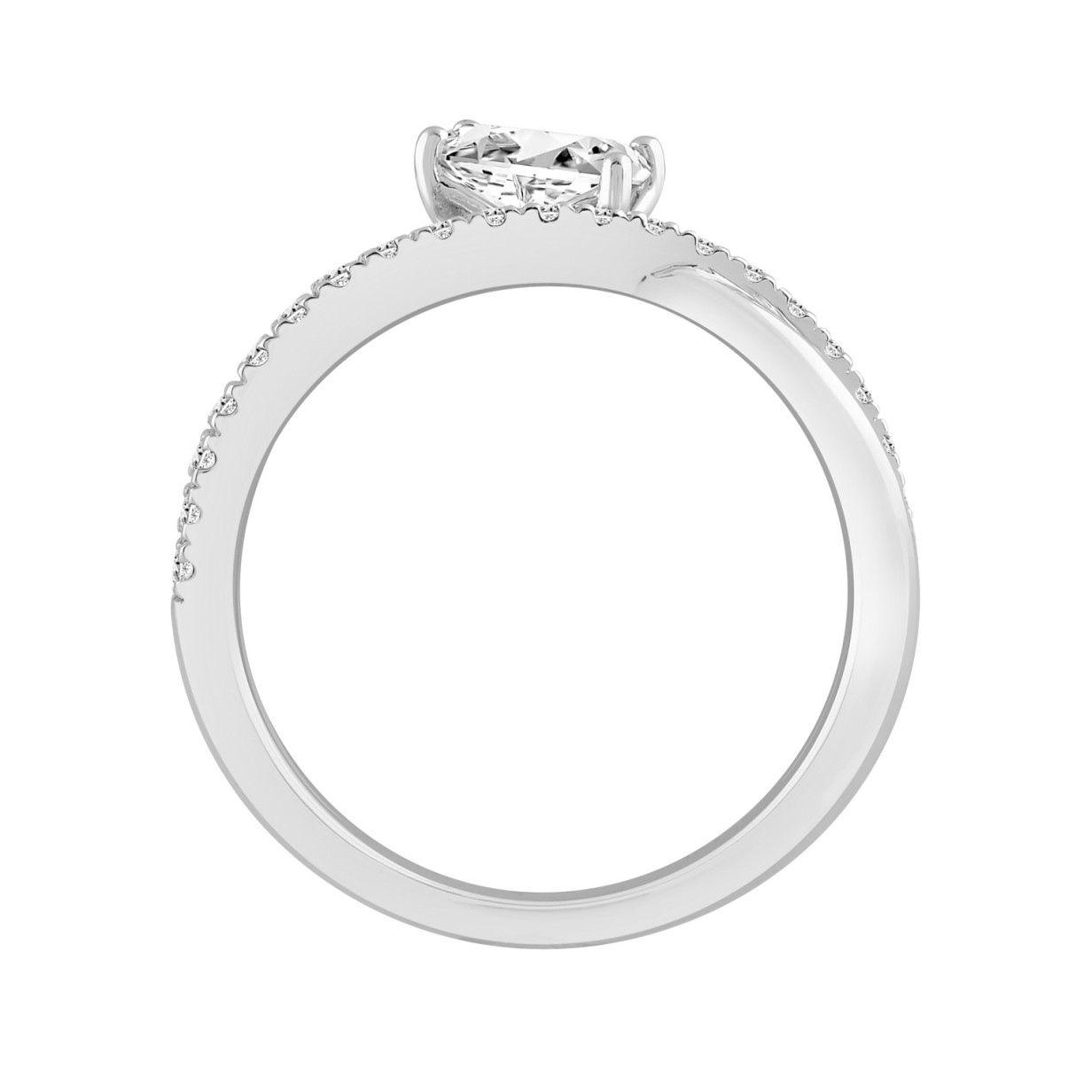 14K WHITE GOLD 3/4CT ROUND/EMERALD DIAMOND LADIES RING 