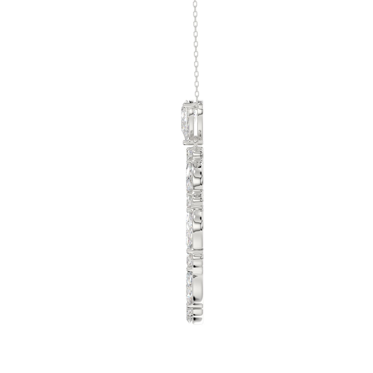 14K WHITE GOLD 2.00CT ROUND/MARQUISE/PEAR DIAMOND LADIES PENDANT