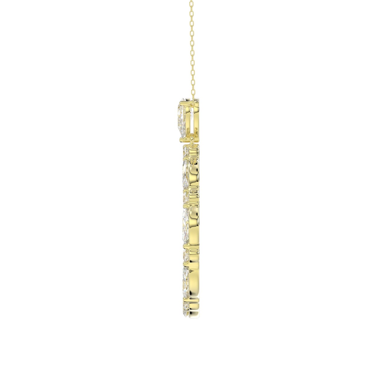 14K YELLOW GOLD 2.00CT ROUND/MARQUISE/PEAR DIAMOND LADIES PENDANT