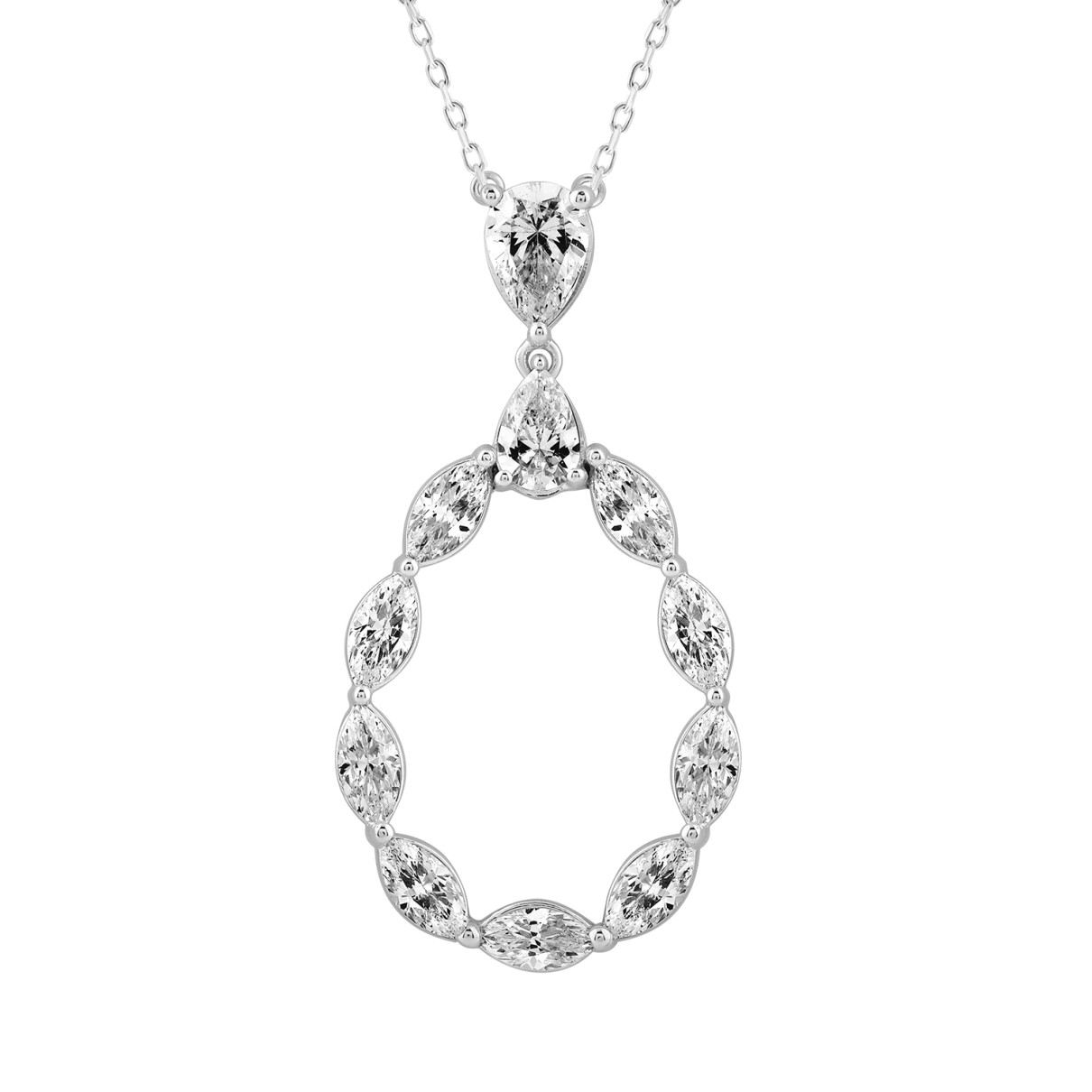 LADIES PENDANT WITH CHAIN  2 1/2CT MARQUISE/PEAR DIAMOND 14K WHITE GOLD