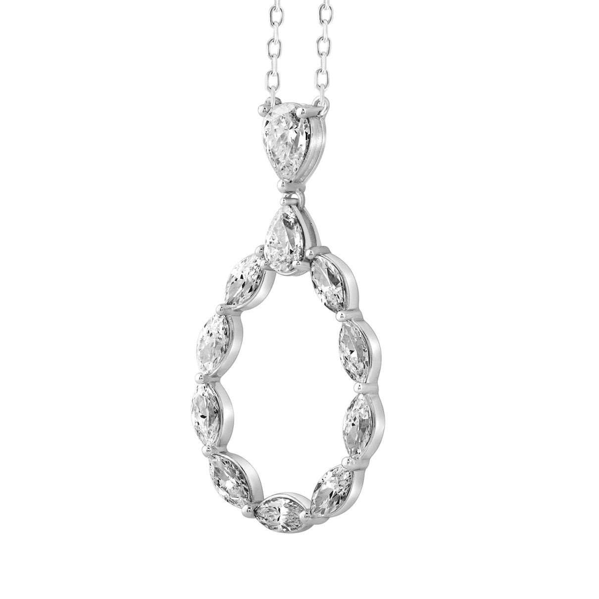 LADIES PENDANT WITH CHAIN  2 1/2CT MARQUISE/PEAR DIAMOND 14K WHITE GOLD