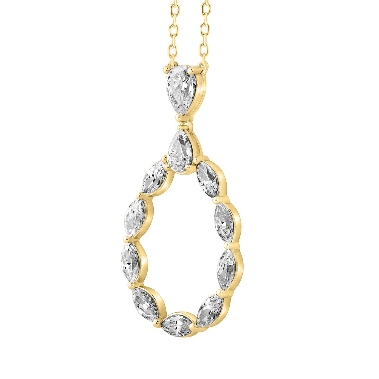 LADIES PENDANT WITH CHAIN  2 1/2CT MARQUISE/PEAR DIAMOND 14K YELLOW GOLD