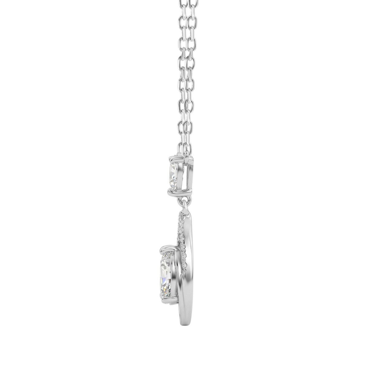14K White Gold Pear & Round Diamond Teardrop Pendant With Chain 1.00 Ct Pear Shaped Diamond Pendant For Women (Color F-G -Clarity Vs1/Vs2)