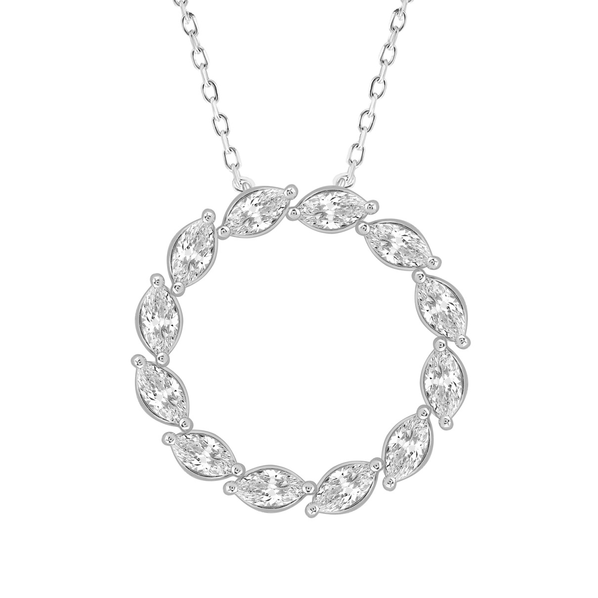 LADIES PENDANT WITH CHAIN 3.00CT MARQUISE DIAMOND 14K WHITE GOLD 