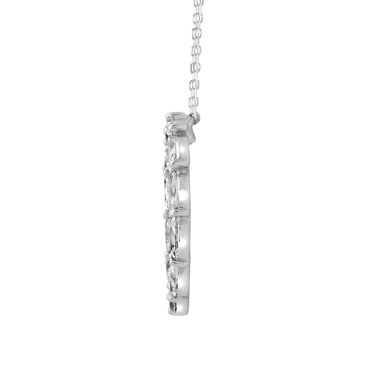 LADIES NECKLACE 3.00CT MARQUISE DIAMOND 14K WHITE GOLD 