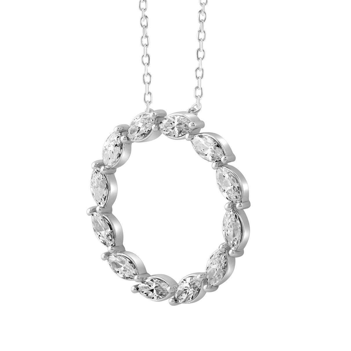 LADIES PENDANT WITH CHAIN 3.00CT MARQUISE DIAMOND 14K WHITE GOLD 