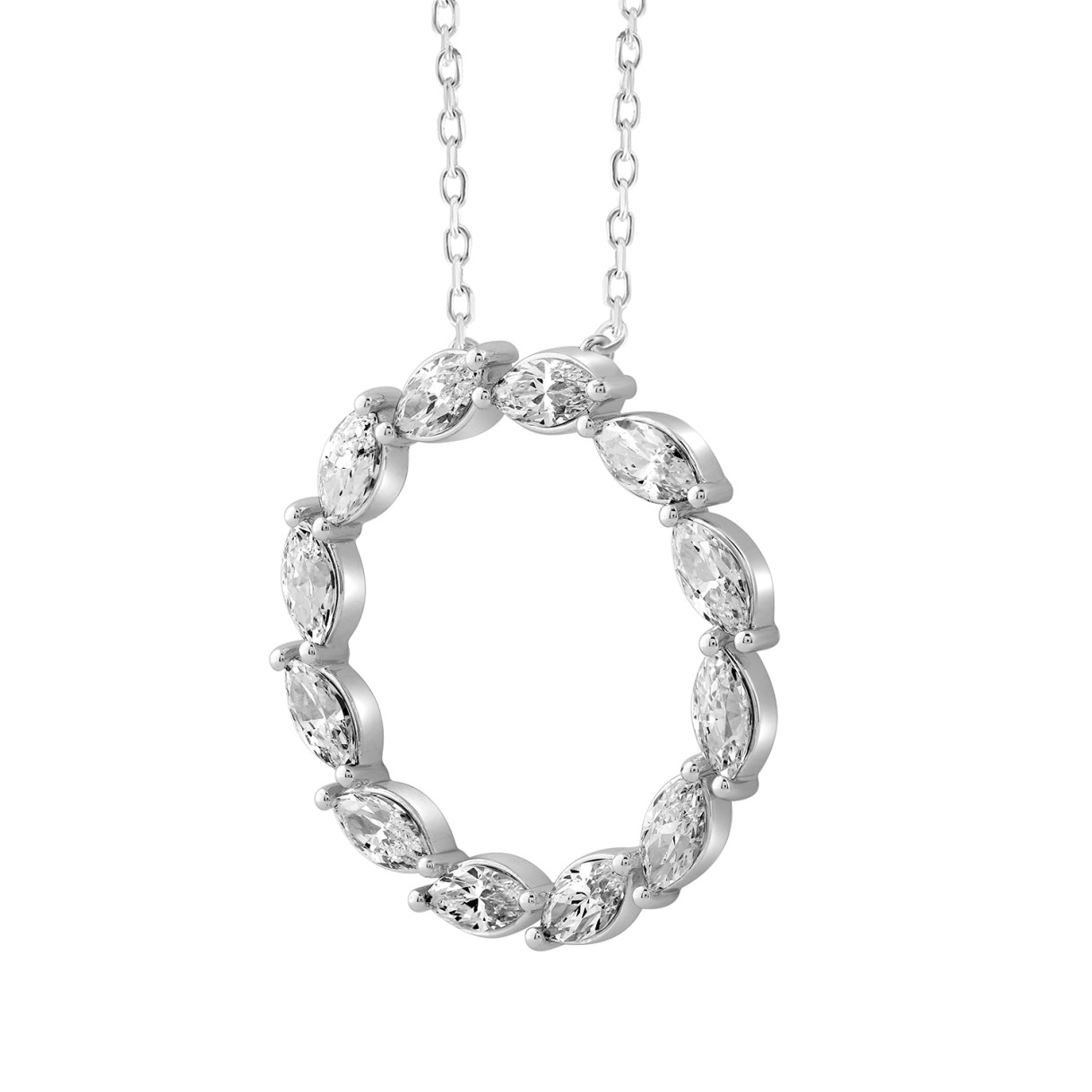 LADIES NECKLACE 3.00CT MARQUISE DIAMOND 14K WHITE GOLD 