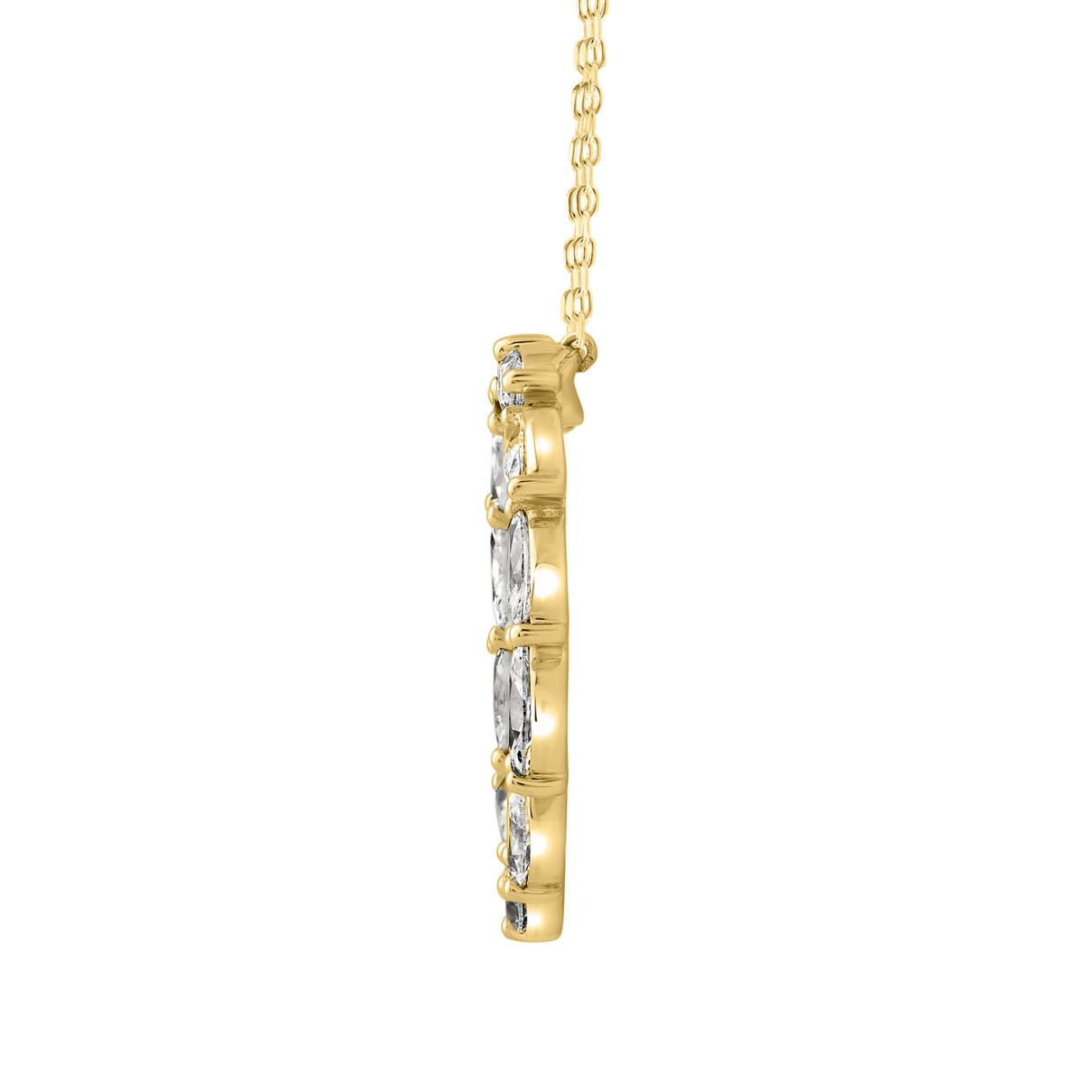 LADIES PENDANT WITH CHAIN 3.00CT MARQUISE DIAMOND 14K YELLOW GOLD 