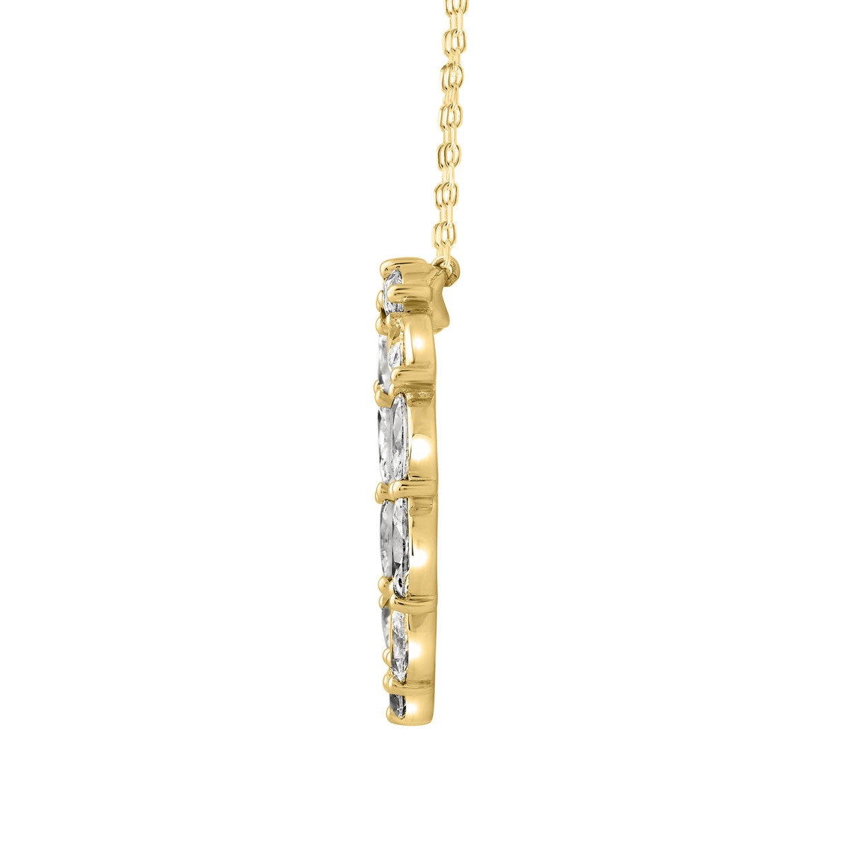 LADIES NECKLACE 3.00CT MARQUISE DIAMOND 14K YELLOW GOLD 