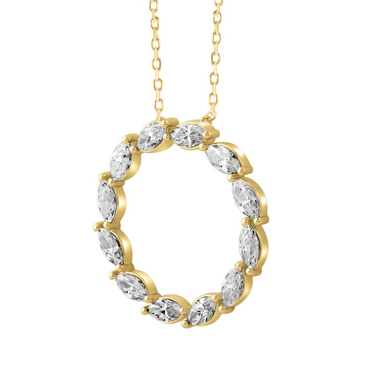 LADIES PENDANT WITH CHAIN 3.00CT MARQUISE DIAMOND 14K YELLOW GOLD 