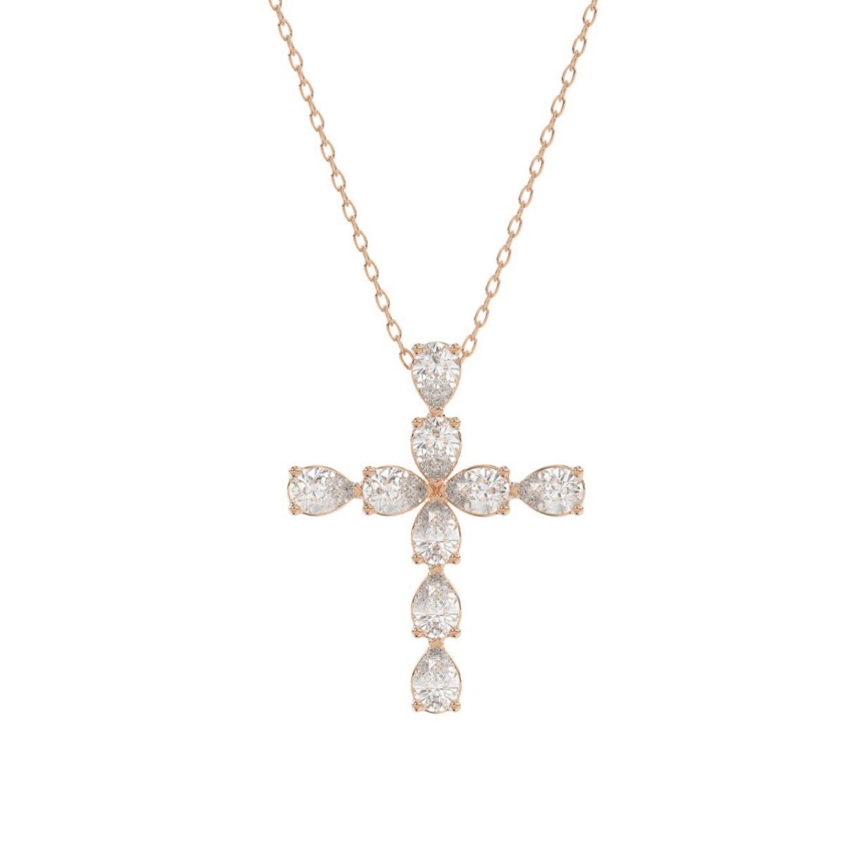 14K ROSE GOLD 1 1/4CT PEAR DIAMOND LADIES PENDANT WITH CHAIN
