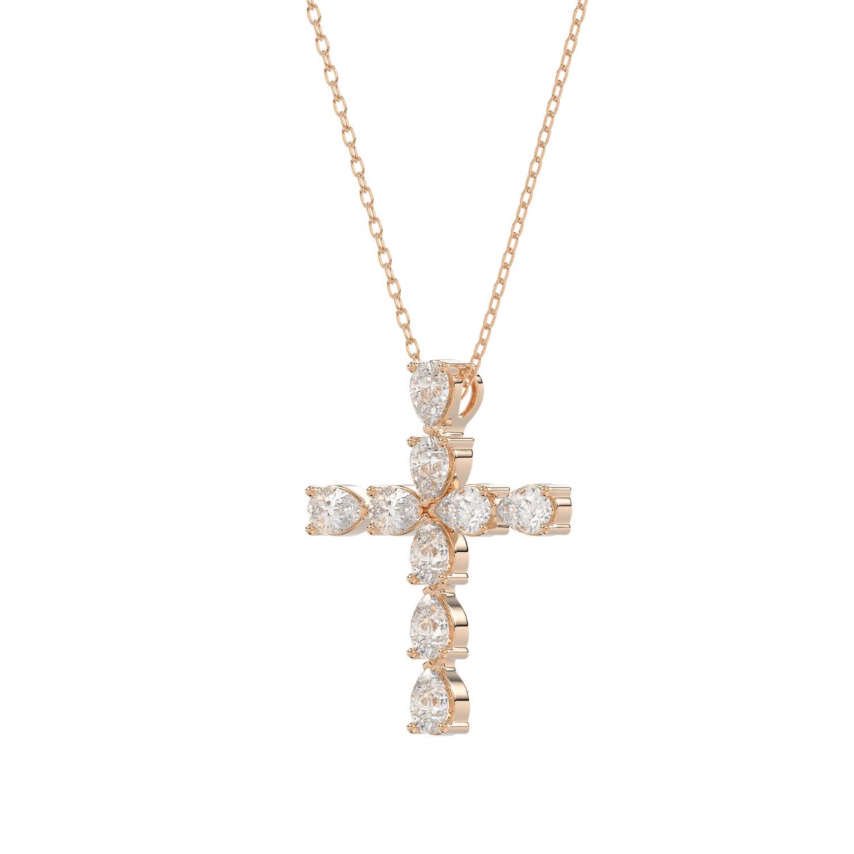 14K ROSE GOLD 1 1/4CT PEAR DIAMOND LADIES PENDANT WITH CHAIN
