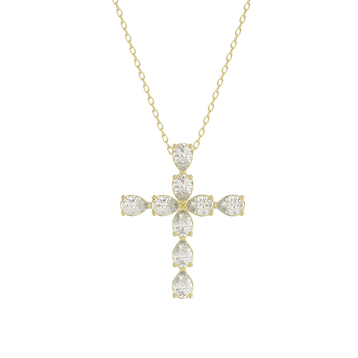 LADIES PENDANT WITH CHAIN  1 1/4CT PEAR DIAMOND 14K YELLOW GOLD