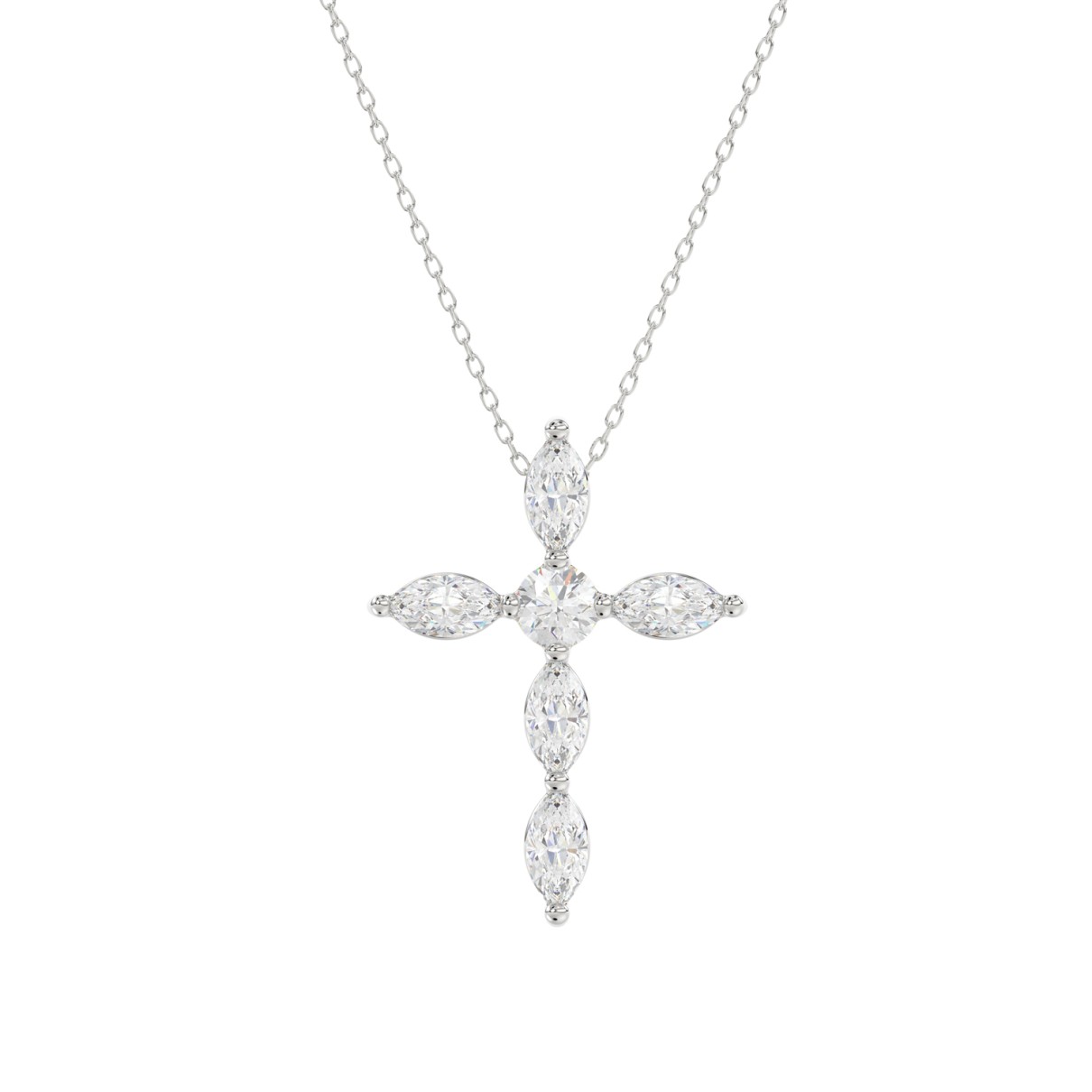 LADIES PENDANT WITH CHAIN 1 1/4CT ROUND/MARQUISE D...