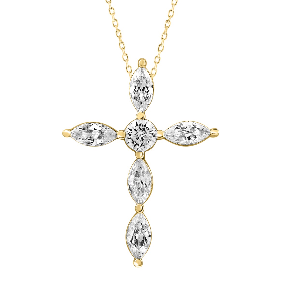 LADIES PENDANT WITH CHAIN 1 1/4CT ROUND/MARQUISE D...