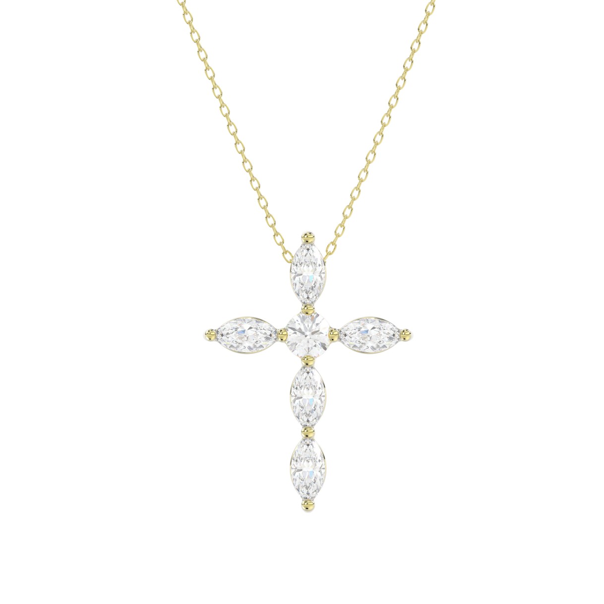 LADIES PENDANT WITH CHAIN 1 1/4CT ROUND/MARQUISE DIAMOND 14K YELLOW GOLD