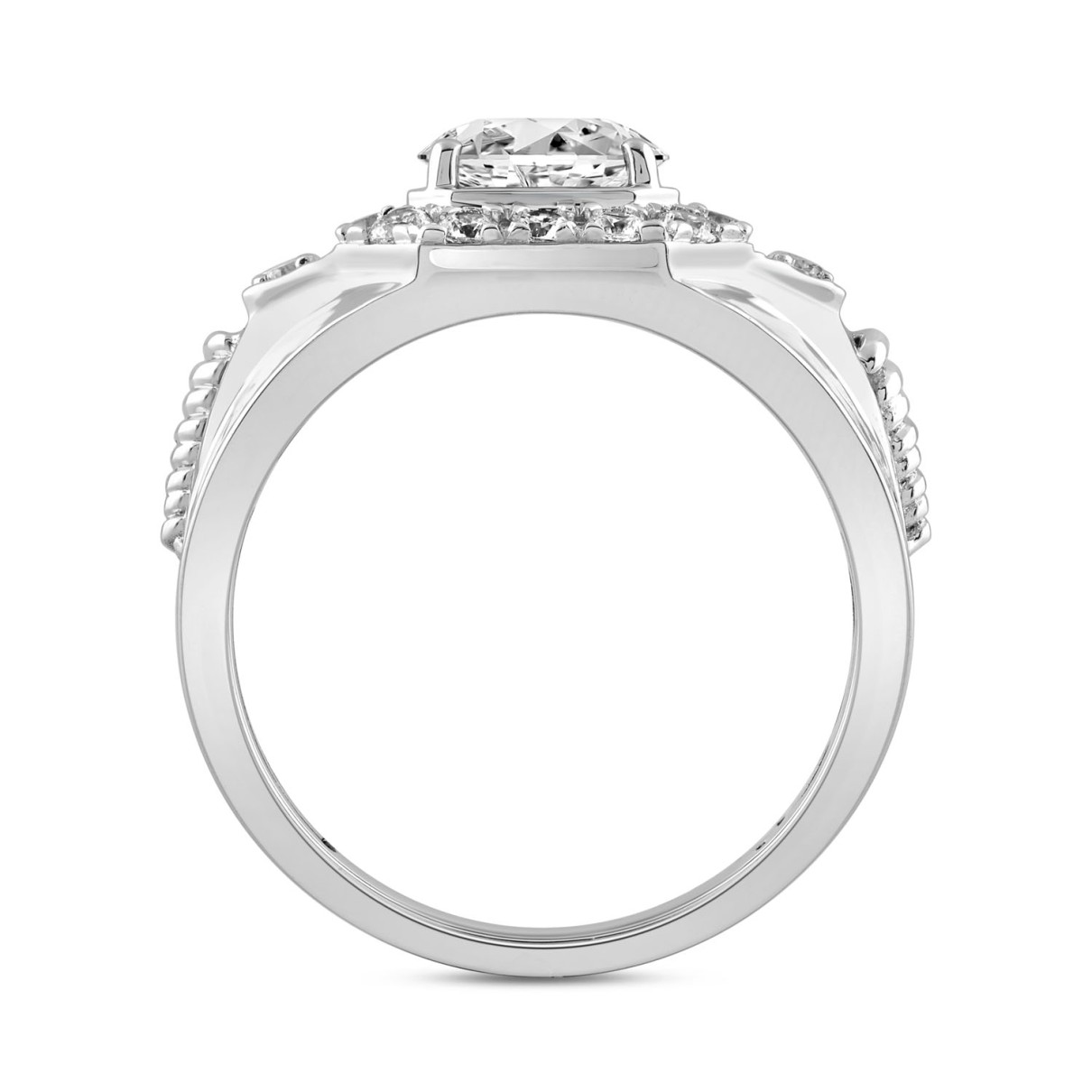 MENS RING 2 3/4CT ROUND DIAMOND 14K WHITE GOLD (CENTER STONE ROUND DIAMOND 2.00CT)