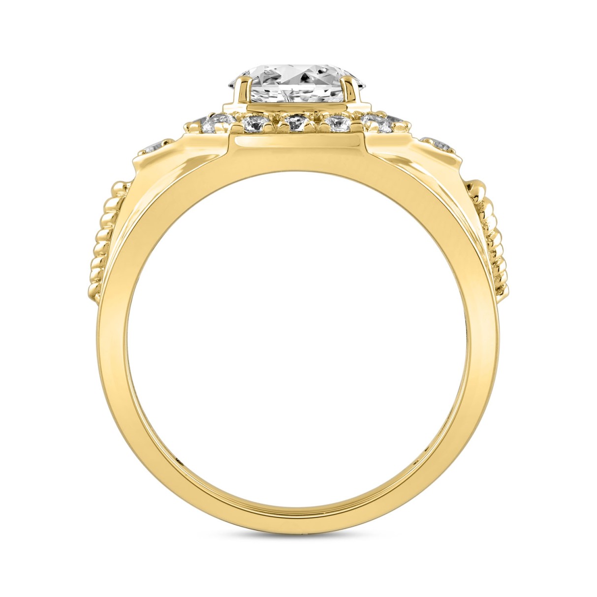 MENS RING 2.75CT ROUND DIAMOND 14K YELLOW GOLD (CENTER STONE ROUND DIAMOND 2.00CT)