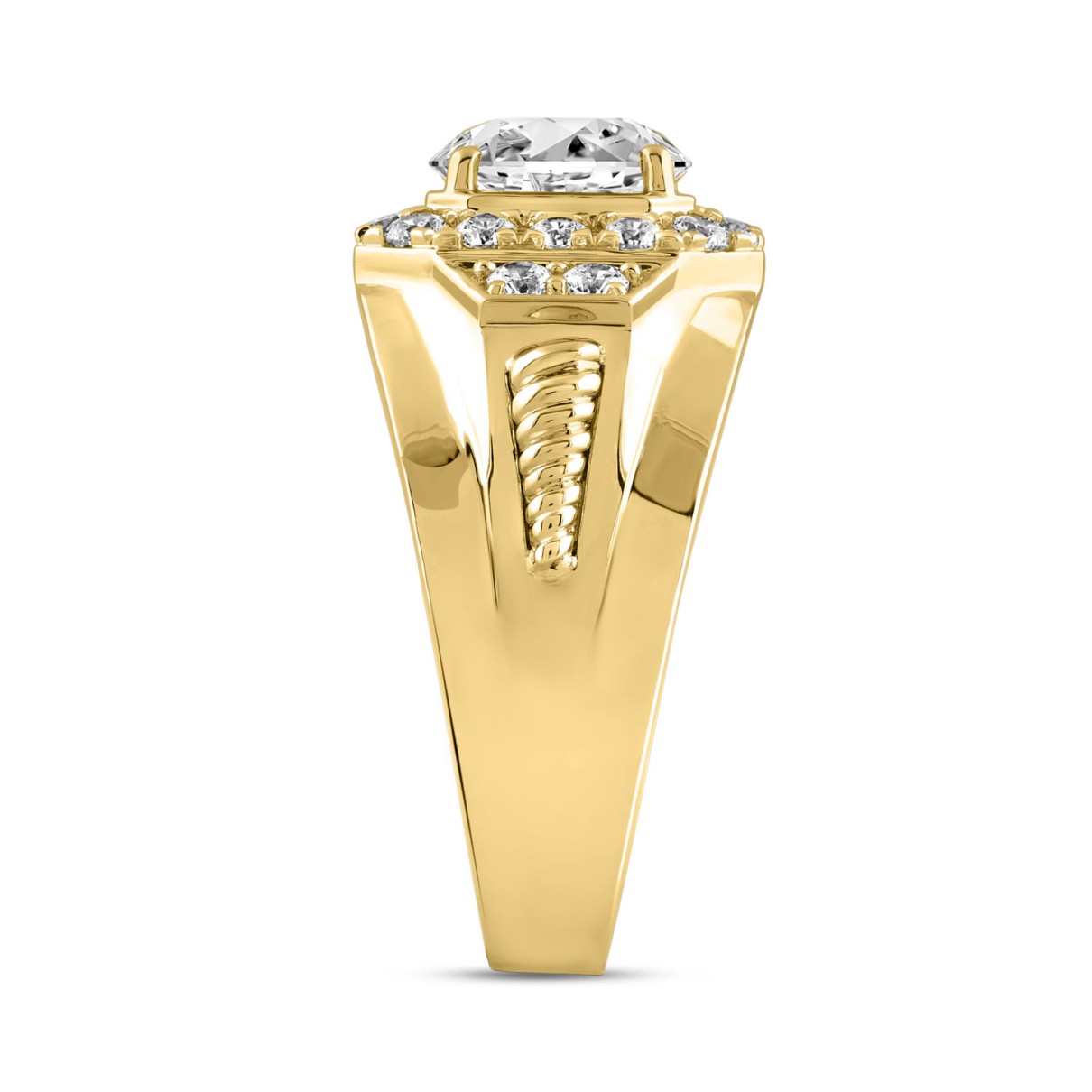 MENS RING 2.75CT ROUND DIAMOND 14K YELLOW GOLD (CENTER STONE ROUND DIAMOND 2.00CT)