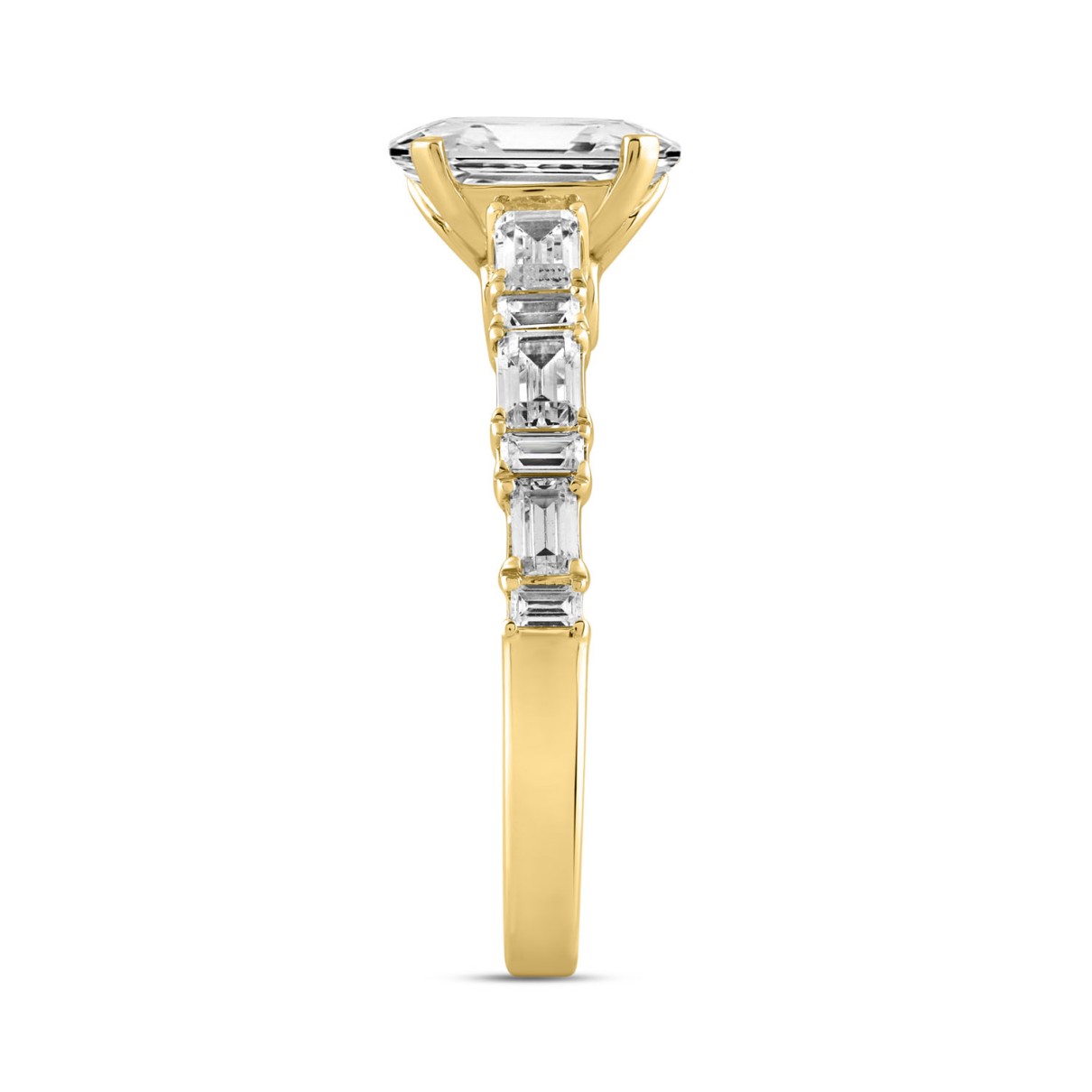 LADIES RING 3.00CT OVAL/BAGUETTE/EMERALD DIAMOND 14K YELLOW GOLD (CENTER STONE OVAL DIAMOND 2.00CT)