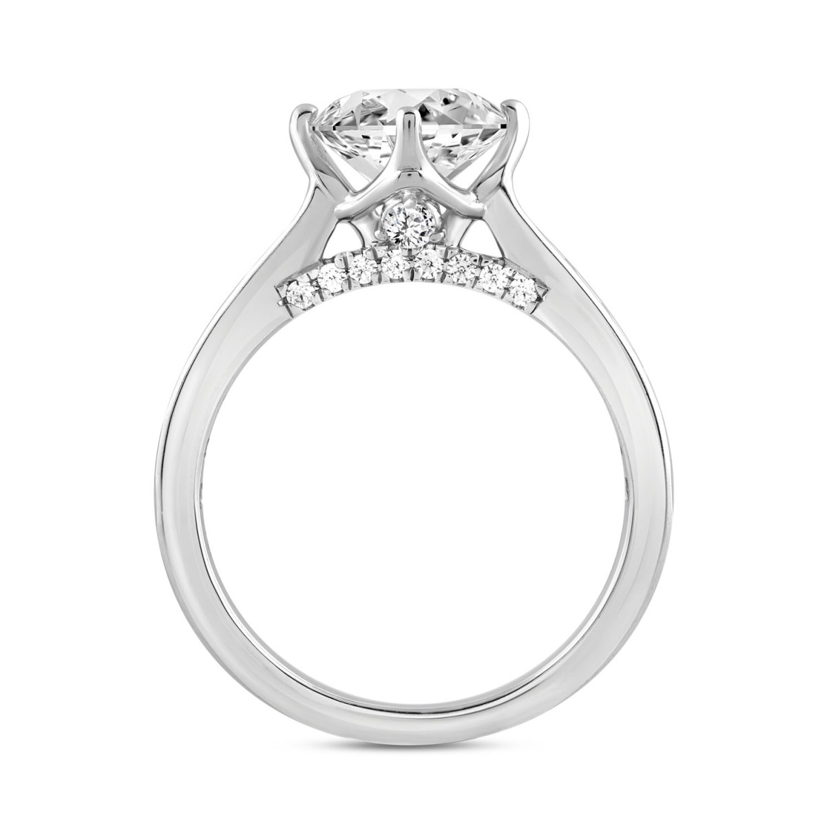 LADIES RING 2 1/2CT ROUND/BAGUETTE DIAMOND 14K WHITE GOLD (CENTER STONE ROUND DIAMOND 2CT )